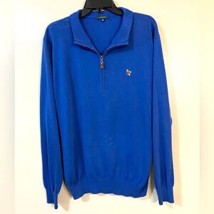 Turtleson 1/4 Zip Pullover Men’s Medium Blue Knit Long Sleeve Embroidery Worn 1X